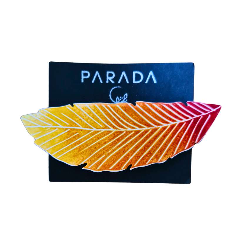 Smaltovaná spona - pírko bažantí