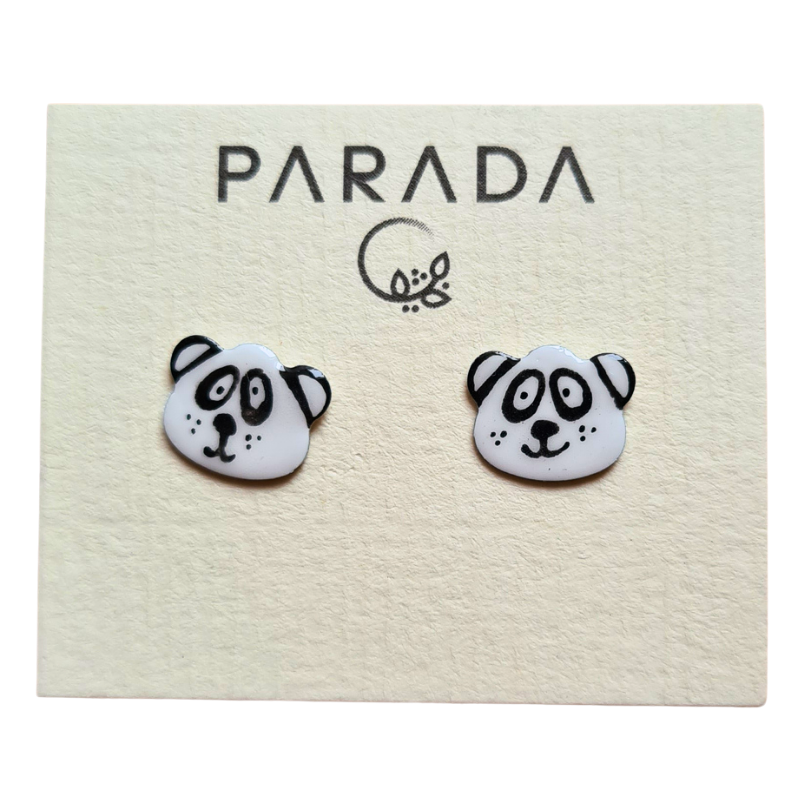 Smaltované náušnice pecky - méďa