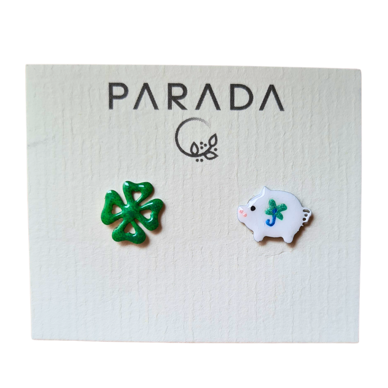 Smaltované náušnice pecky -  šťestí