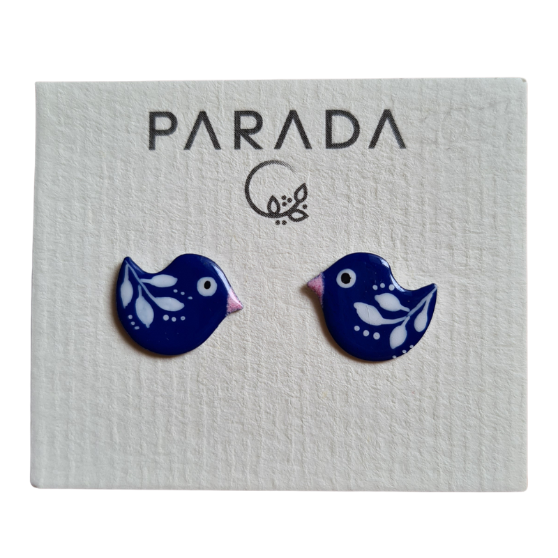 Smaltované náušnice pecky - ptačí