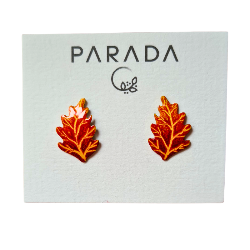 Smaltované náušnice pecky - listy