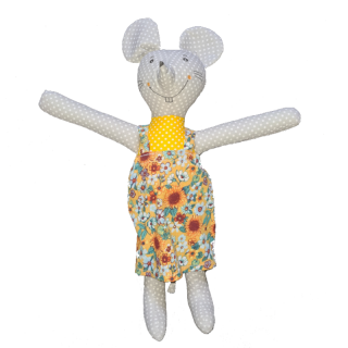 Textilní hračka - myška v šatech