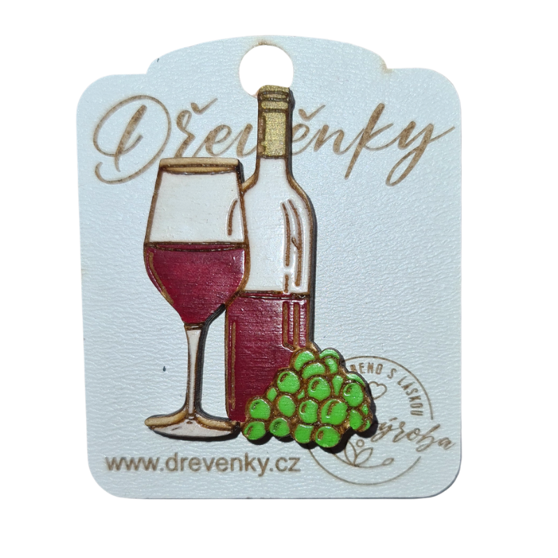Brož dřevěná - Víno