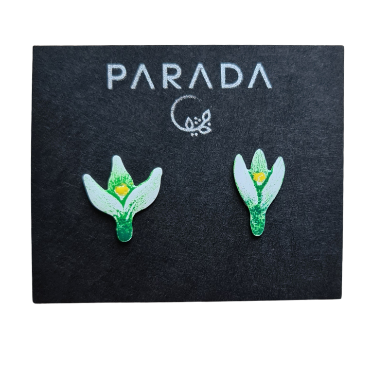 Smaltované náušnice pecky - sněženky