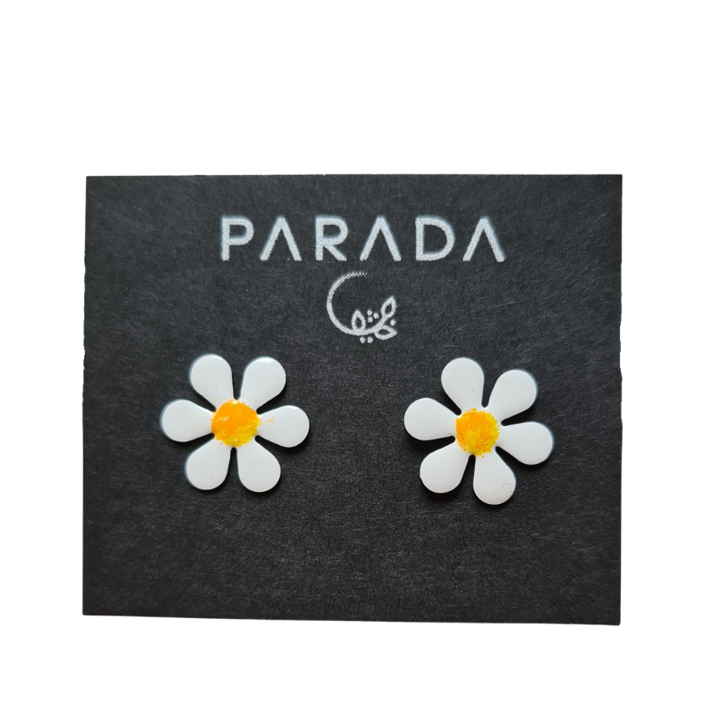 Smaltované náušnice pecky - kopretiny